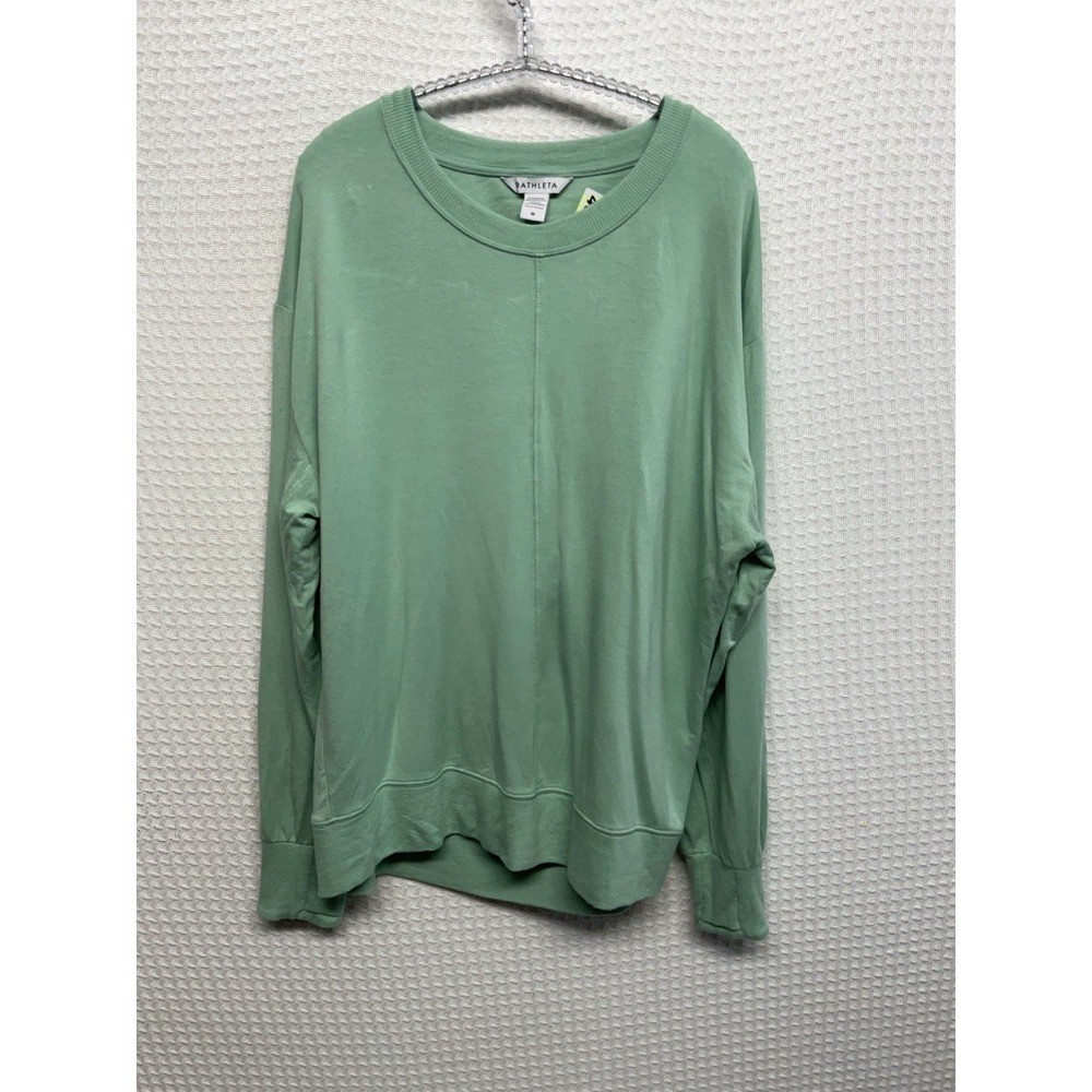 Athleta Super Moon Sweatshirt Soft Green Open Back Pullover Top Size M Worn Once